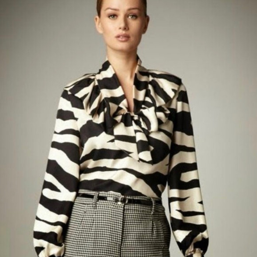 KATE SPADE Catarina Zebra Print Silk Blouse